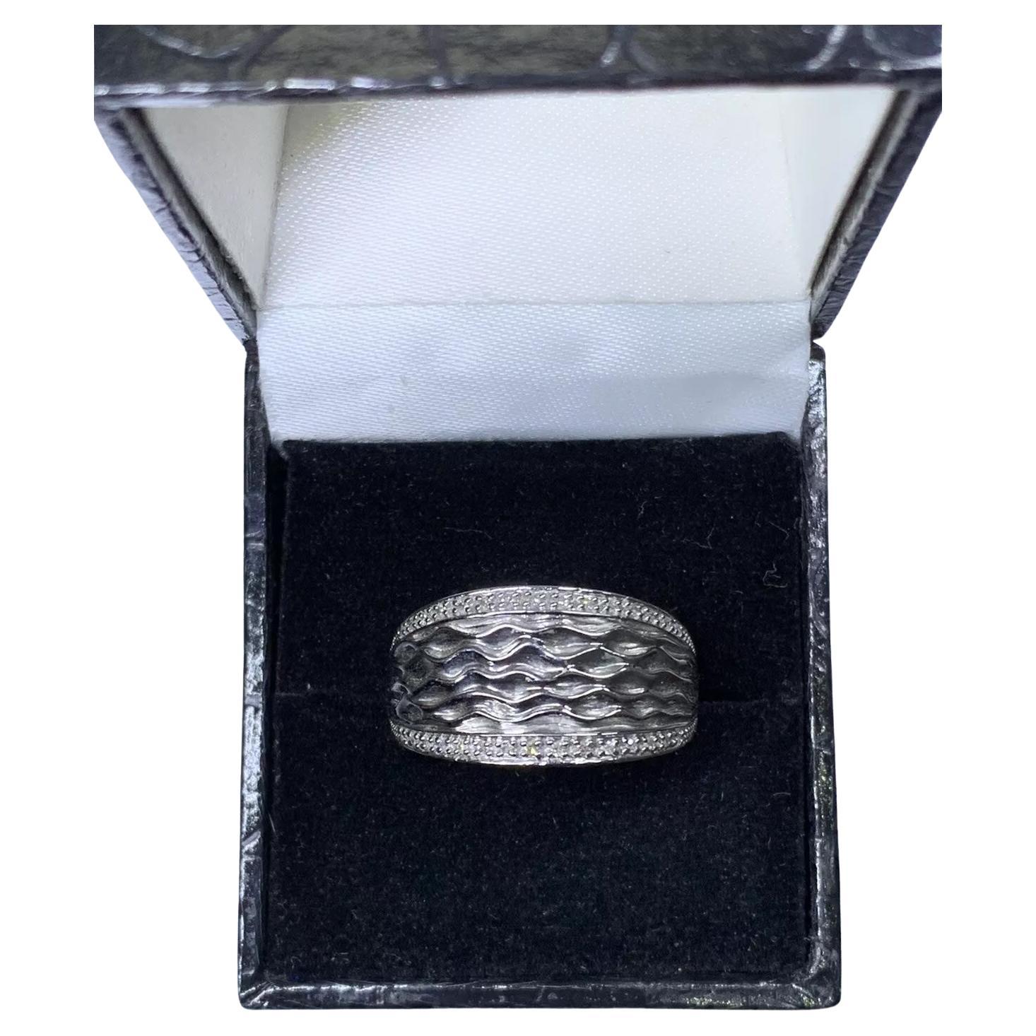 0.20ct Diamond chunky large engagement ring 9ct white gold