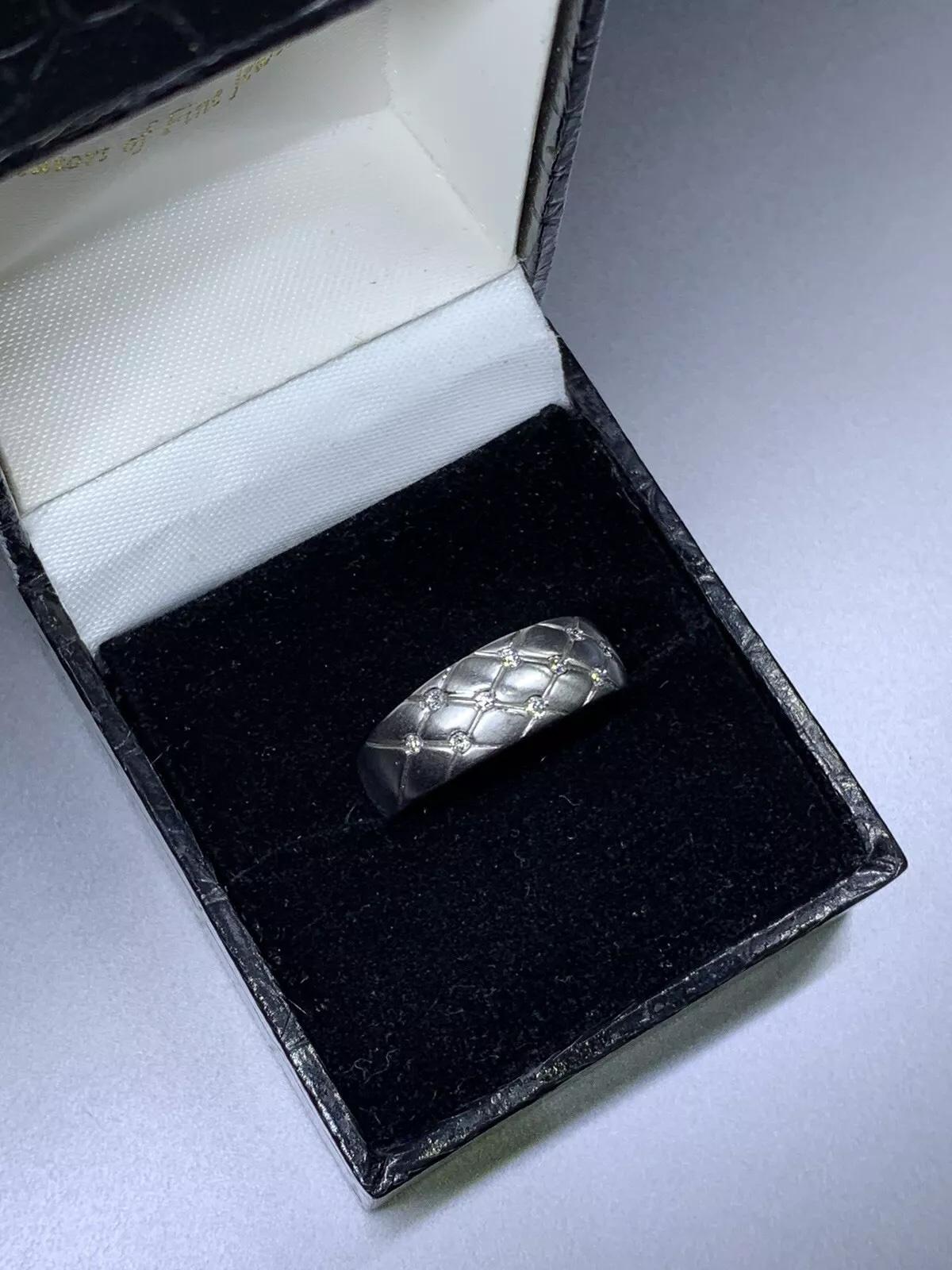 0,20 Karat Diamant klobiger, matter Verlobungsring aus 18 Karat Weißgold Damen im Angebot