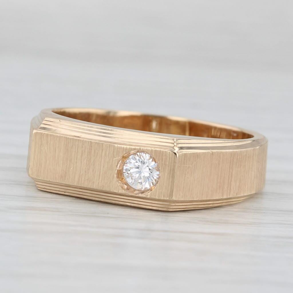 De los hombres 0.20ct Diamond Solitaire Men's Ring 14k Yellow Gold Size 11.5 Band Wedding en venta