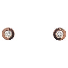 Boucles d'oreilles en or rose 18ct avec 0.20ct de diamant en sertissage Rubover