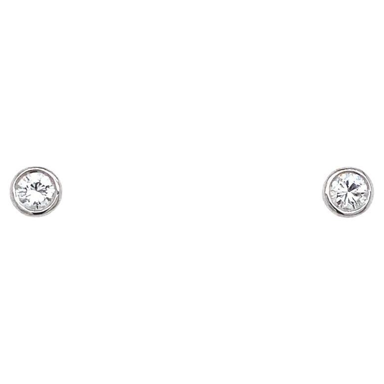0.20ct G/H Si Rubover Diamond Solitaire Earrings in 18ct White Gold For Sale