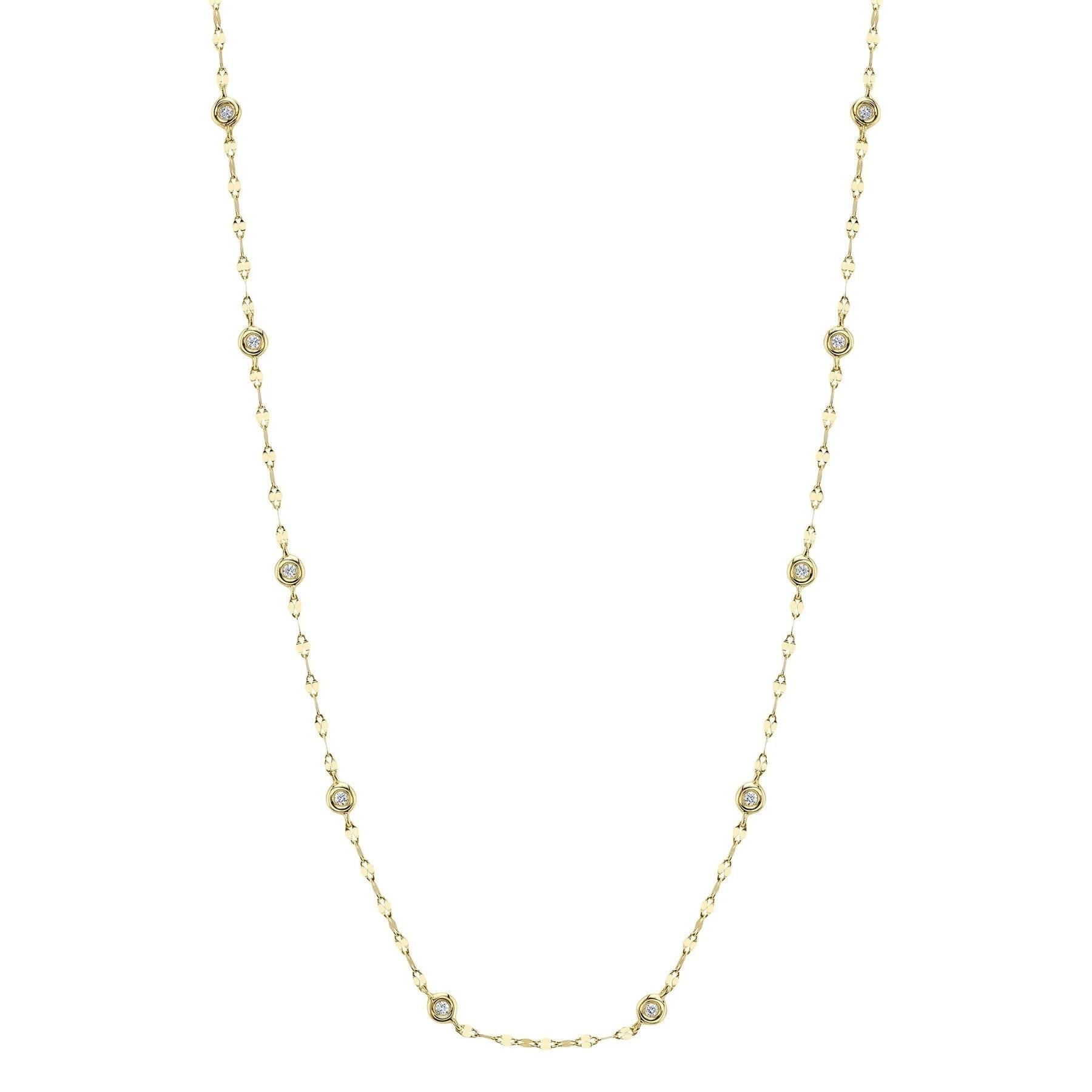 0.20ct Mirrored Chain Diamond By The Yard Necklace For Sale