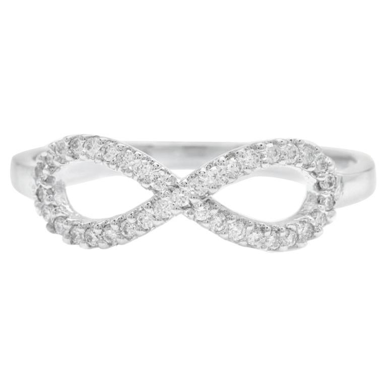 0.20 Carat Natural Diamond 14 Karat Solid White Gold Infinity Band Ring