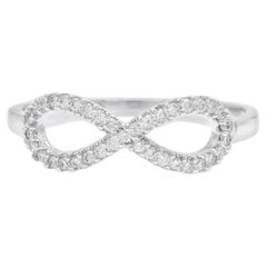 0.20 Carat Natural Diamond 14 Karat Solid White Gold Infinity Band Ring