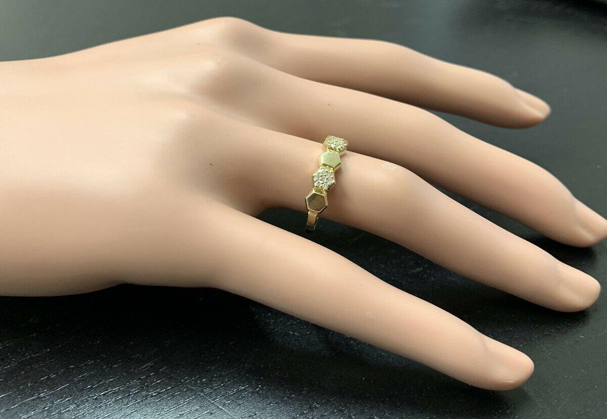 Bague jonc en or jaune massif 14 carats avec diamants naturels de 0,20 carat Pour femmes en vente