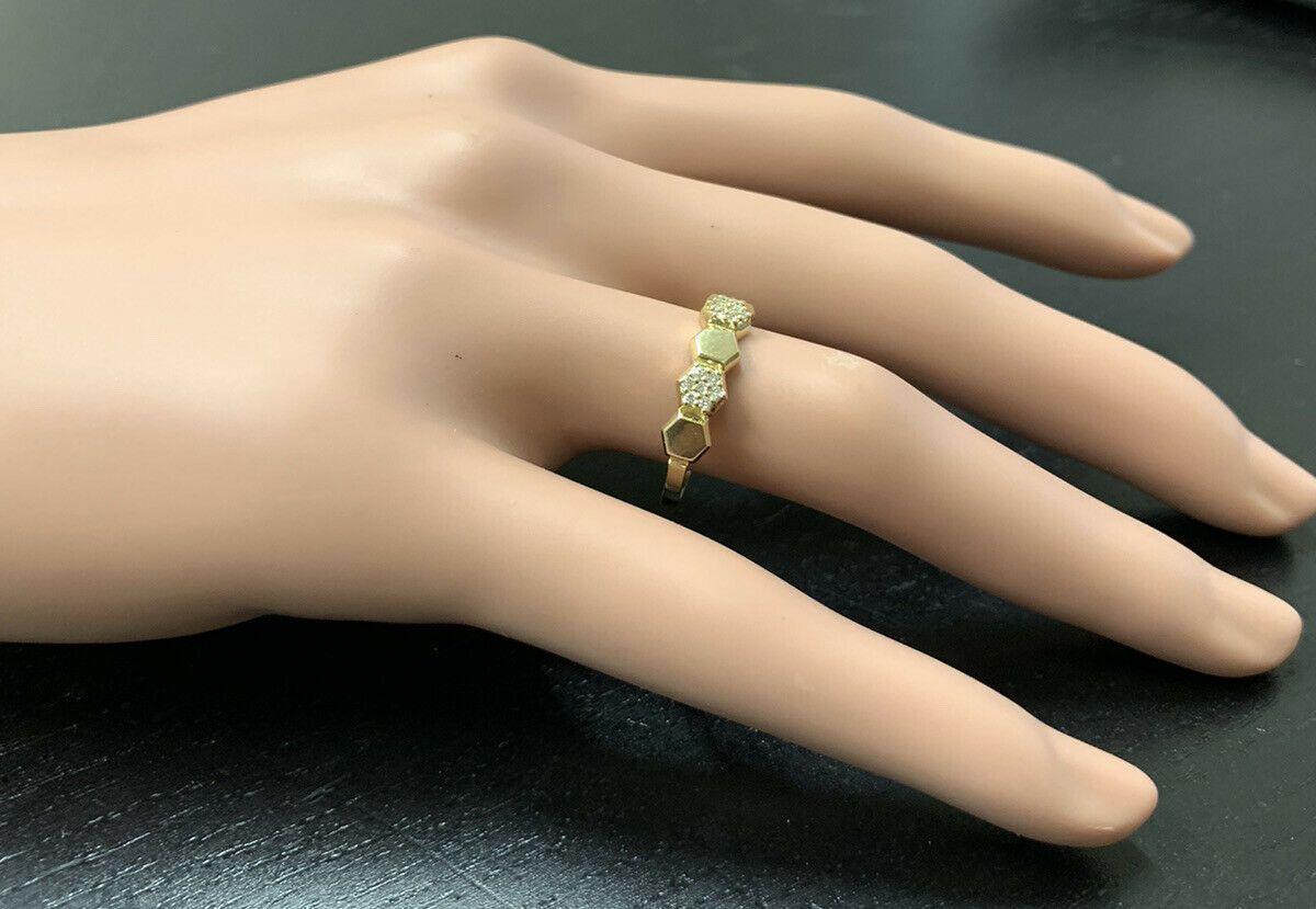 Women's 0.20 Carat Natural Diamond 14 Karat Solid Yellow Gold Band Ring For Sale