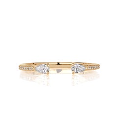 0.20ct Pear Shape and Round Brilliant Cut Diamond Open Band in 18k Champagne