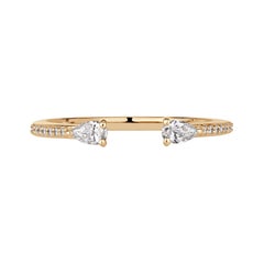 0.20ct Pear Shape and Round Brilliant Cut Diamond Open Band in 18k Champagne