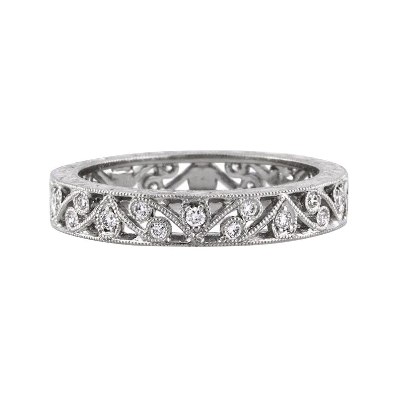 0.20ct Round Brilliant Cut Diamond Filigree Eternity Band For Sale