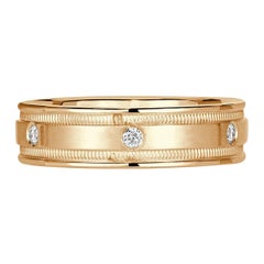 0.20ct Round Brilliant Cut Diamond Milgrain Groove Men
s Wedding Band 6.0mm