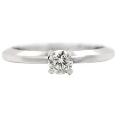 Bague de fiançailles solitaire en or blanc 14 carats avec diamant rond de 0,20 carat
