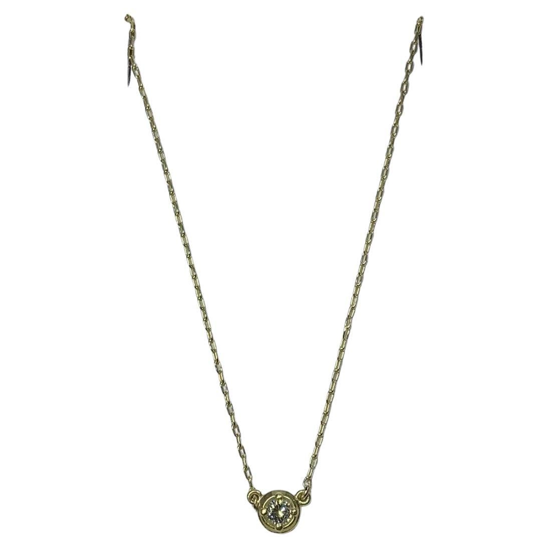 0,20 ct Collar solitario de diamantes redondos 18 ct oro amarillo