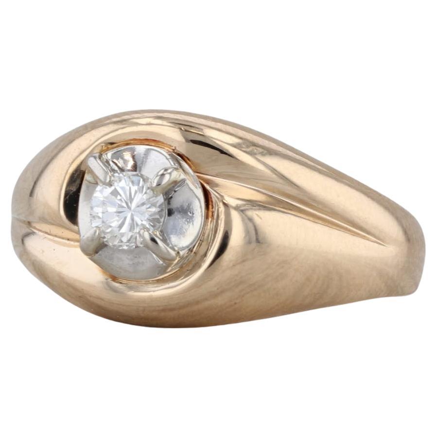 0,20ct Runde Diamant Solitär Ring 14k Gelbgold Größe 6,25 Vintage By im Angebot