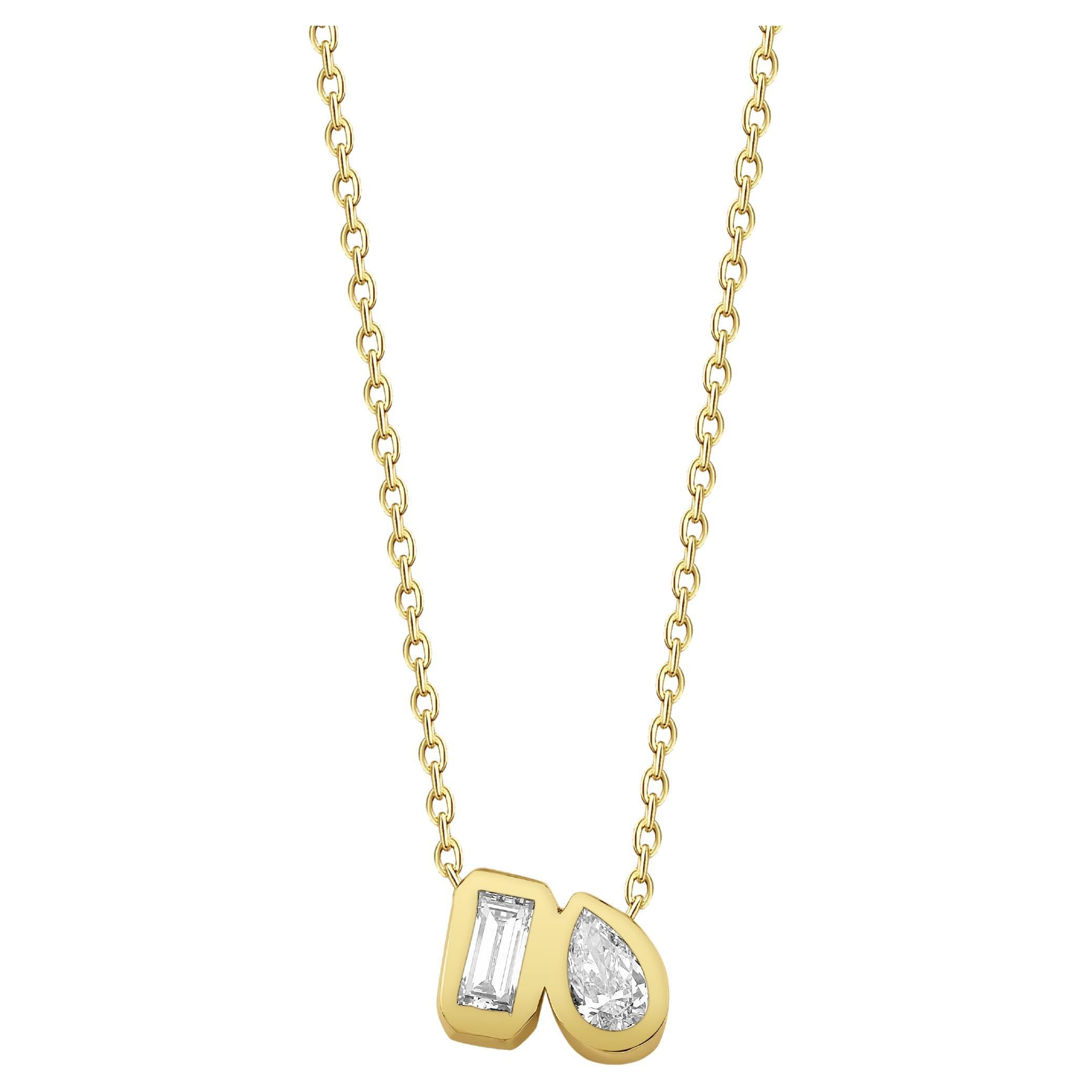 0.20ct Toi Et Moi Diamond And Solid Gold Necklace