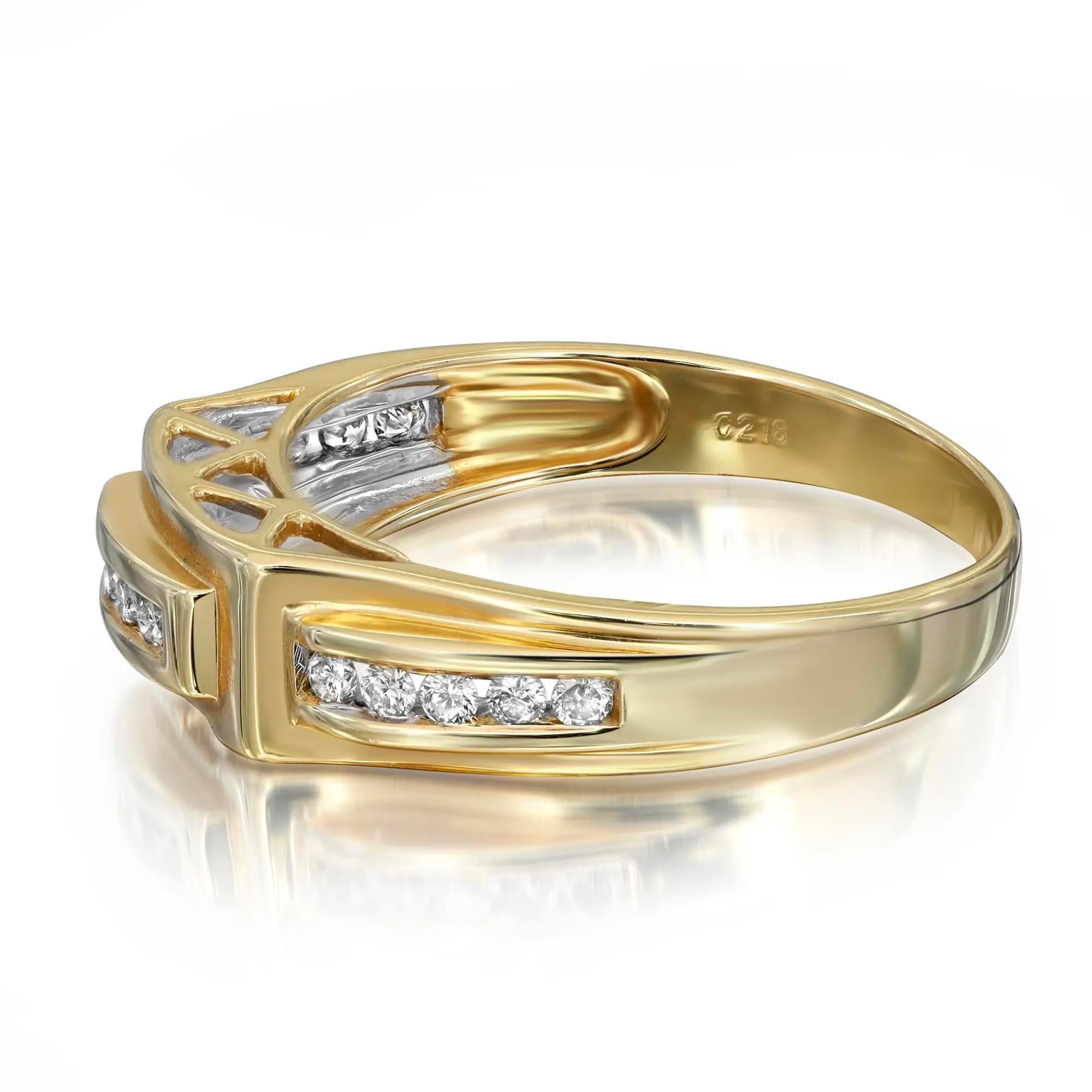 Round Cut 0.20cttw Channel Set Round Diamond Band Ring 14k Yellow Gold For Sale