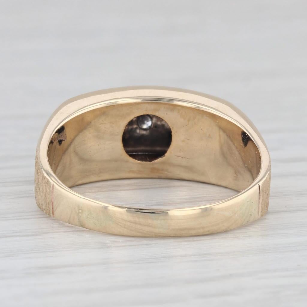 Round Cut 0.20ctw Diamond 10k Yellow Gold Men's Ring Size 10.5