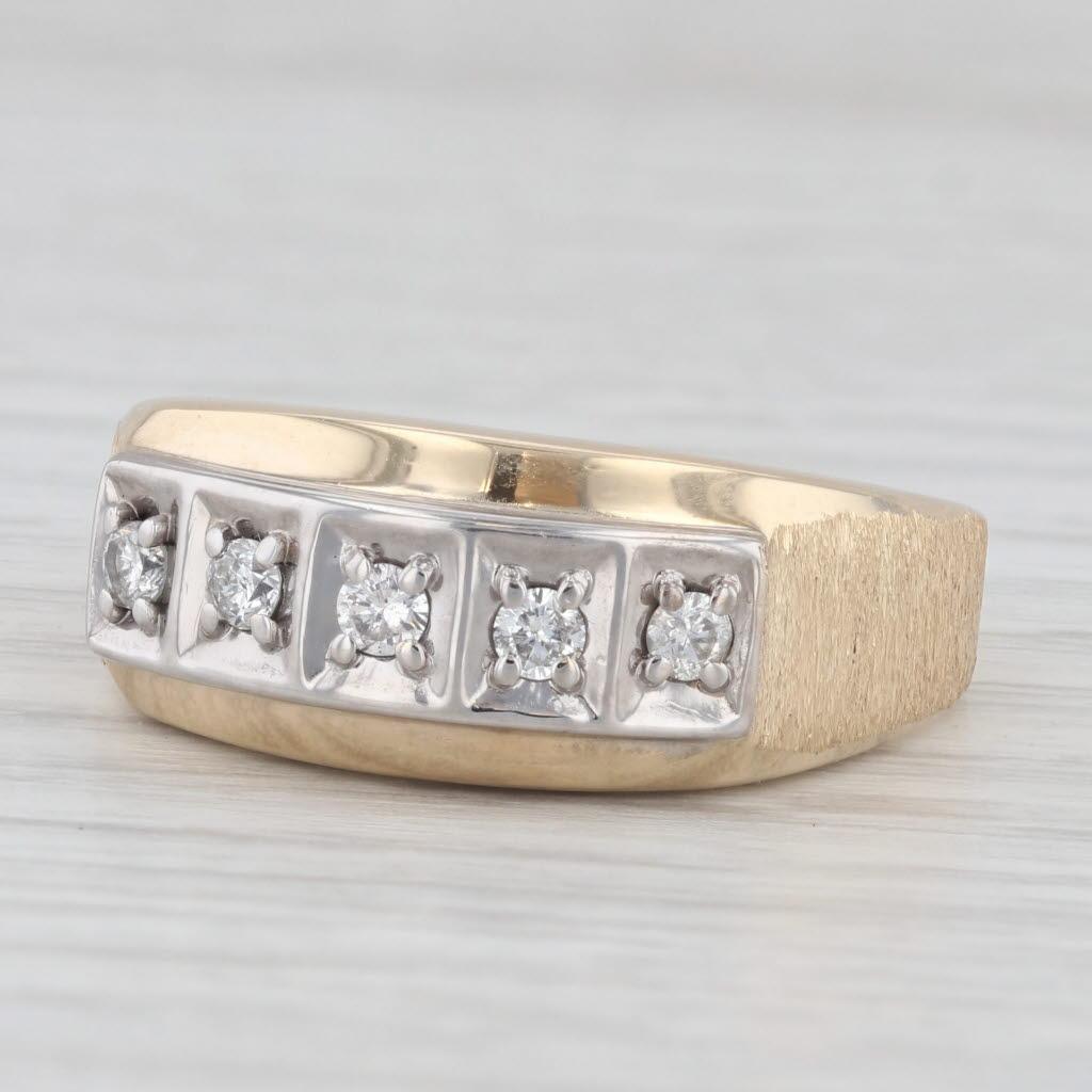 0.20ctw Diamond 10k Yellow Gold Men's Ring Size 10.5 In Good Condition In McLeansville, NC