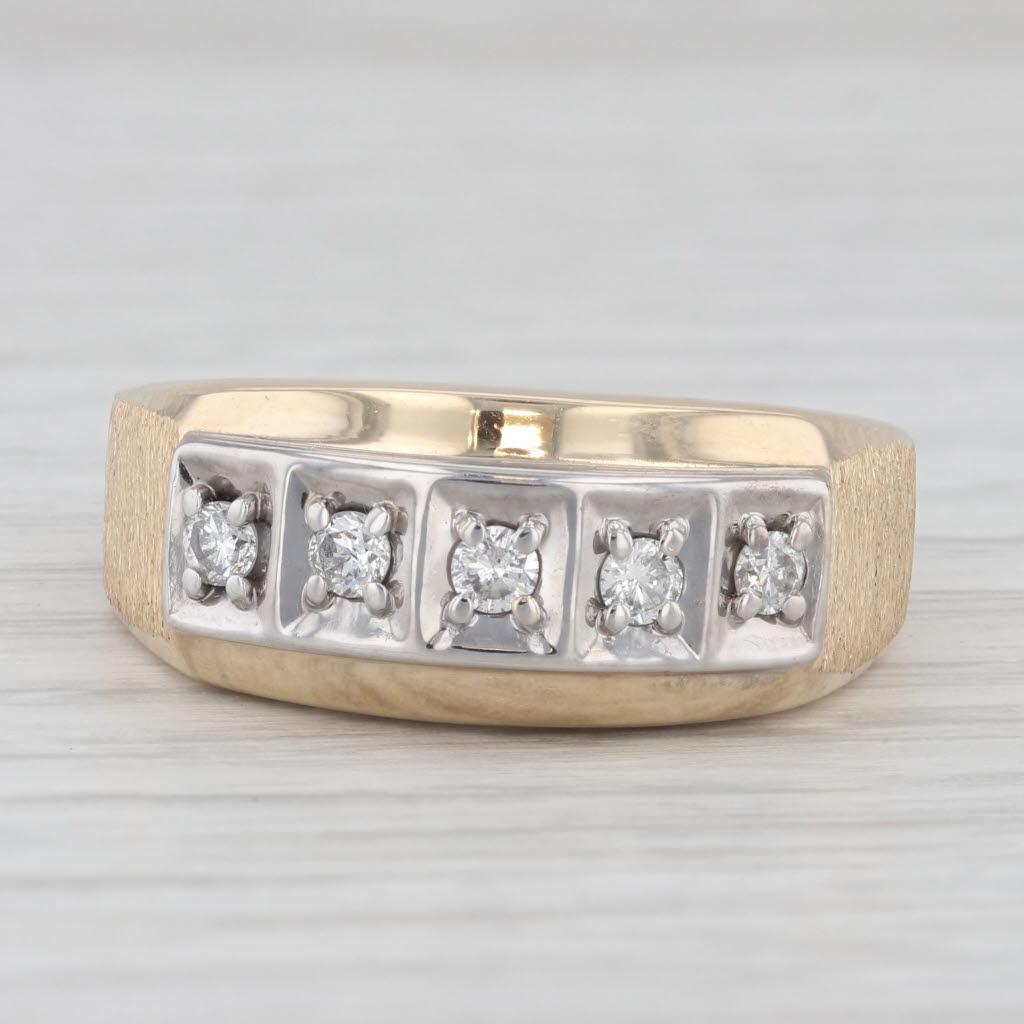 0.20ctw Diamond 10k Yellow Gold Men's Ring Size 10.5 3
