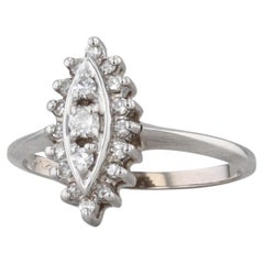 0.20ctw Diamond 3-Stone Marquise Halo Ring 14k White Gold Size 6.25