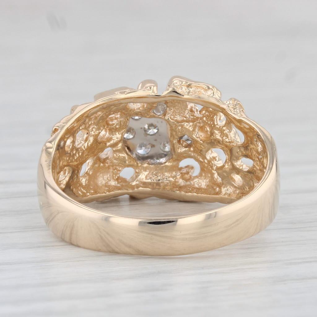 0,20 Karat Diamant-Cluster-Nugget-Ring 14k Gelbgold Größe 10.5 Herren im Angebot 1