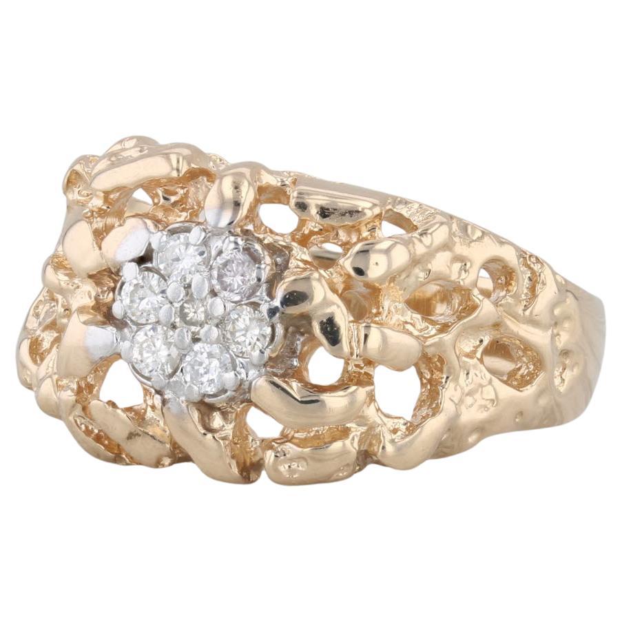 0.20ctw Diamond Cluster Nugget Ring 14k Yellow Gold Size 10.5 Men's For Sale