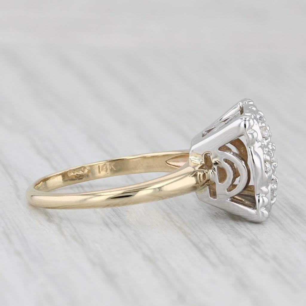 0.20ctw Diamond Cluster Ring 14k White Yellow Gold Vintage Size 6.75 Engagement In Good Condition In McLeansville, NC