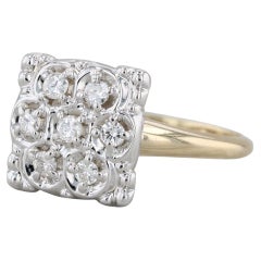 0.20ctw Diamond Cluster Ring 14k White Yellow Gold Vintage Size 6.75 Engagement