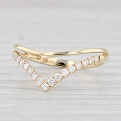 0.20ctw Diamond Contoured V Band Ring 14k Yellow Gold Size 6.5 Stackable
