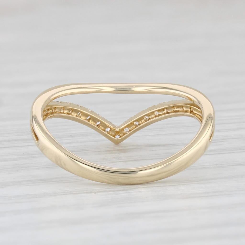 Women's 0.20ctw Diamond Contoured V Band Ring 14k Yellow Gold Size 6.5 Stackable For Sale
