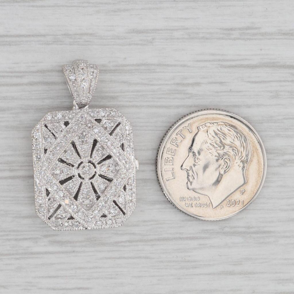 0,20 Karat Diamant Diffusor-Anhänger 14k Weißgold Öffnet Medaillon mit Anhänger 1