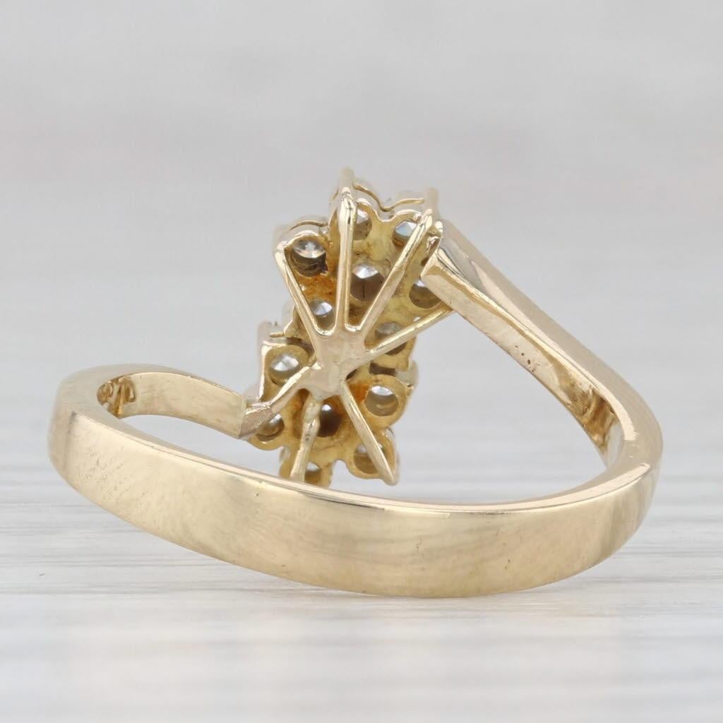 0.20ctw Diamond Flower Cluster Bypass Ring 14k Yellow Gold Size 7.25 For Sale 4