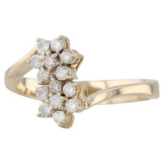 0.20ctw Diamond Flower Cluster Bypass Ring 14k Yellow Gold Size 7.25