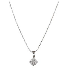 0.20ctw Diamond Flower Cluster Pendant Necklace 14k White Gold 16" Bead Chain
