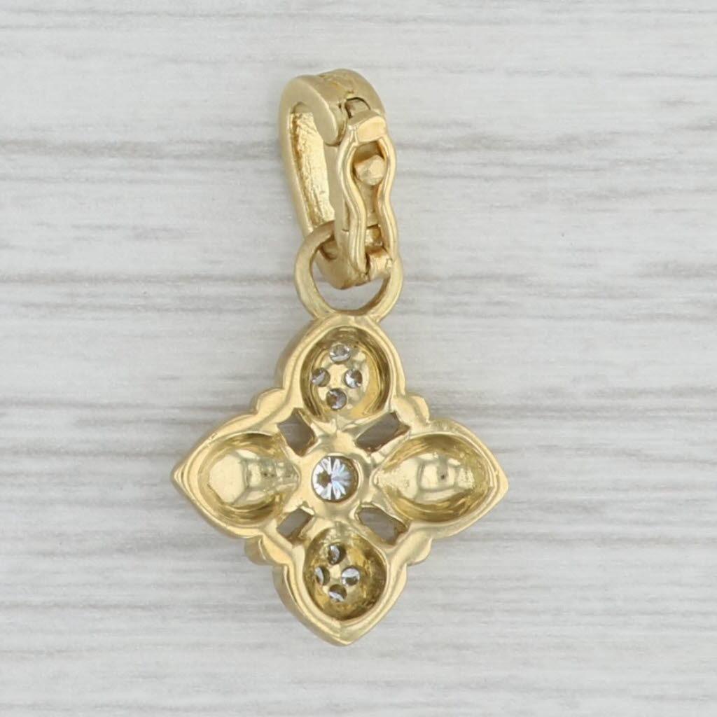 0.20ctw Diamond Flower Enhancer Pendant 18k Yellow Gold Judith Ripka In Good Condition In McLeansville, NC