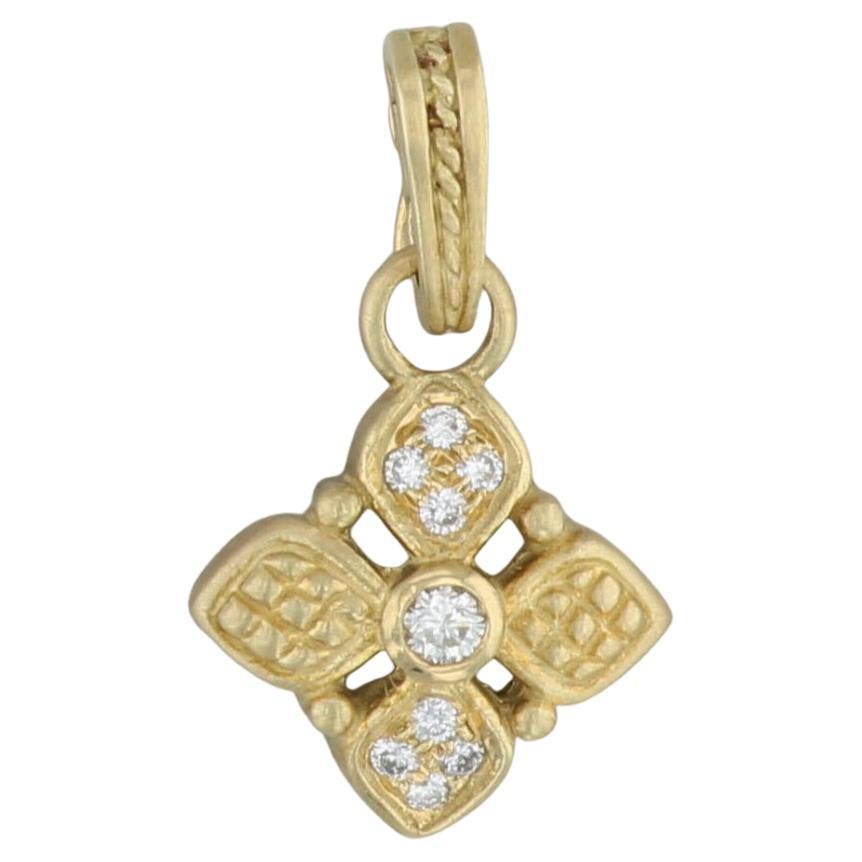 0.20ctw Diamond Flower Enhancer Pendant 18k Yellow Gold Judith Ripka For Sale