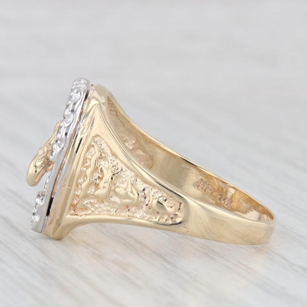 0,20ctw Diamant Hufeisen-Pferd-Ring 14k Gold Größe 11,5 Western Lab geschaffener Rubin im Zustand „Gut“ im Angebot in McLeansville, NC