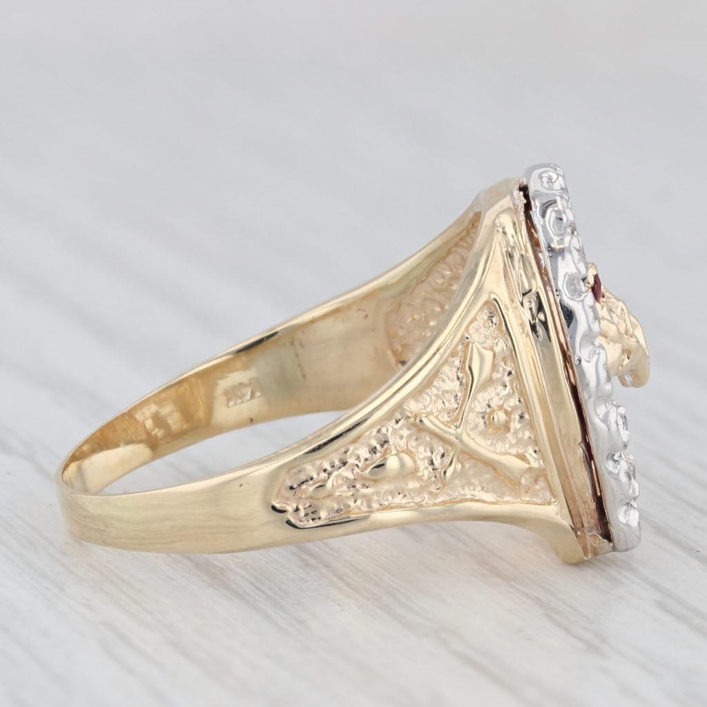0,20ctw Diamant Hufeisen-Pferd-Ring 14k Gold Größe 11,5 Western Lab geschaffener Rubin im Angebot 1