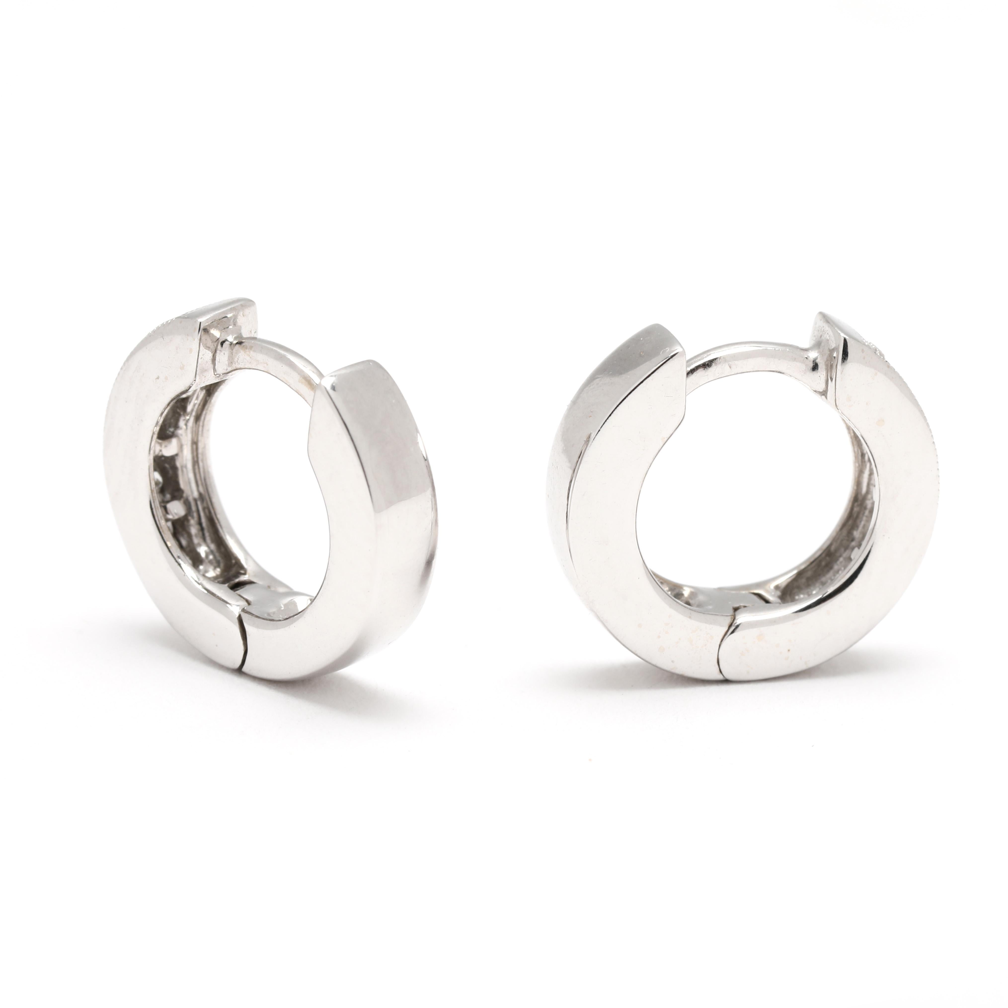 Stones:
diamonds, 14 stones
round brilliant
1.5 mm
approximately .20 total carats
H-I color, SI2-I1 clarity

Length: .63 in.

Weight: 3.5 mm

Weight: 2.9 dwts / 4.5 grams

Stamps: 