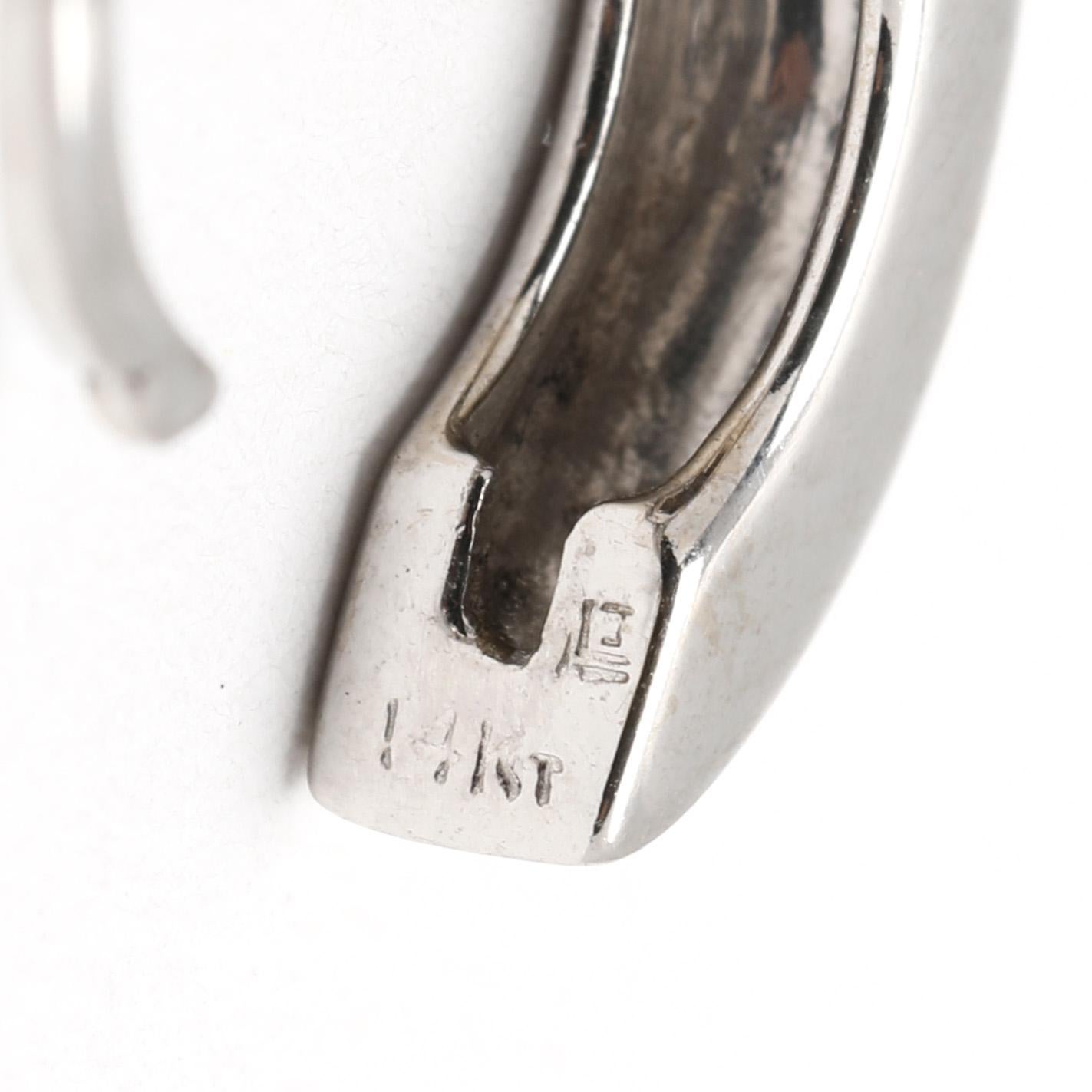 Women's or Men's 0.20ctw Diamond Huggie Hoops, 14k White Gold, Dainty For Sale