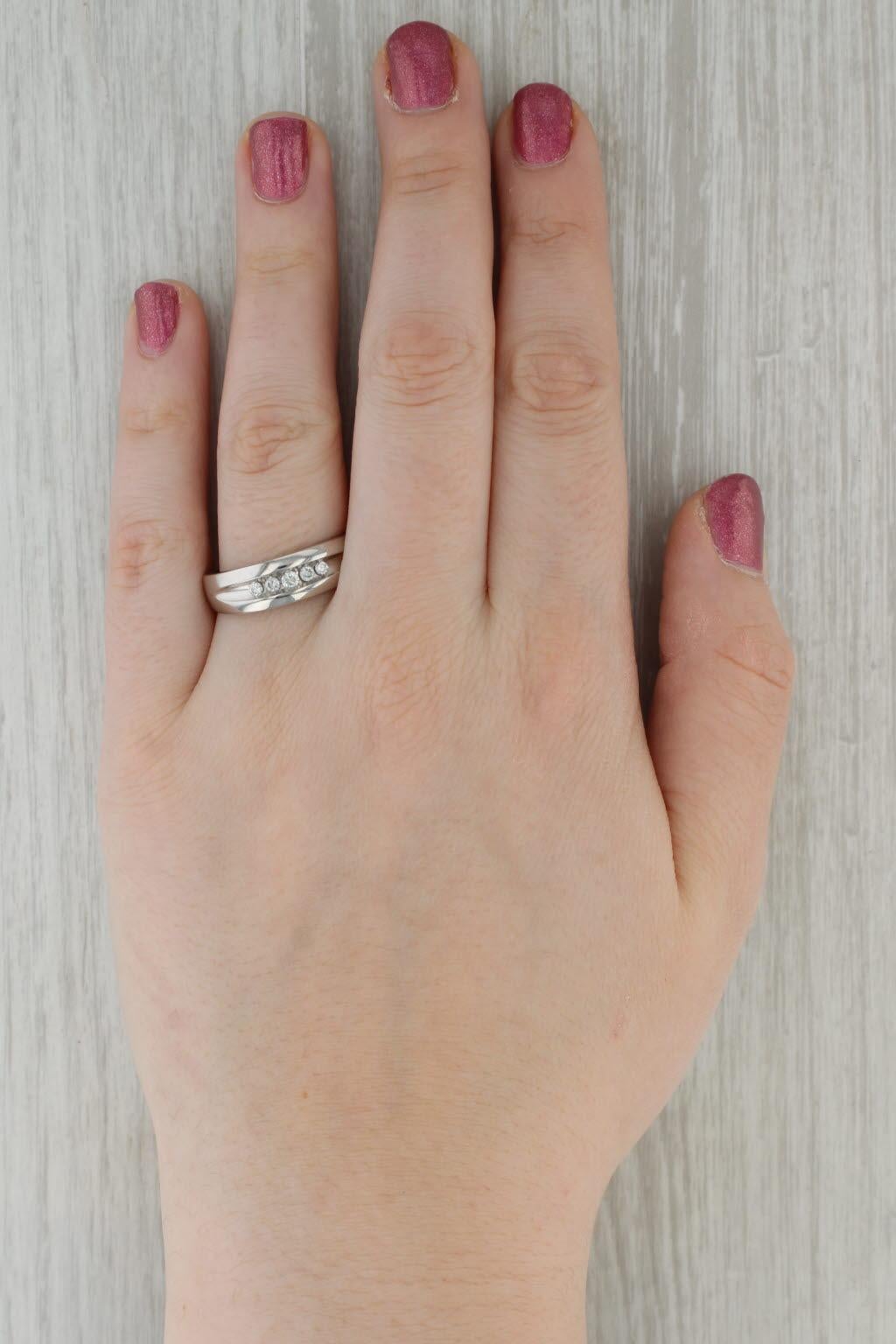 Women's or Men's 0.20ctw Diamond Men's Wedding Ring 14k White Gold Size 11 Band