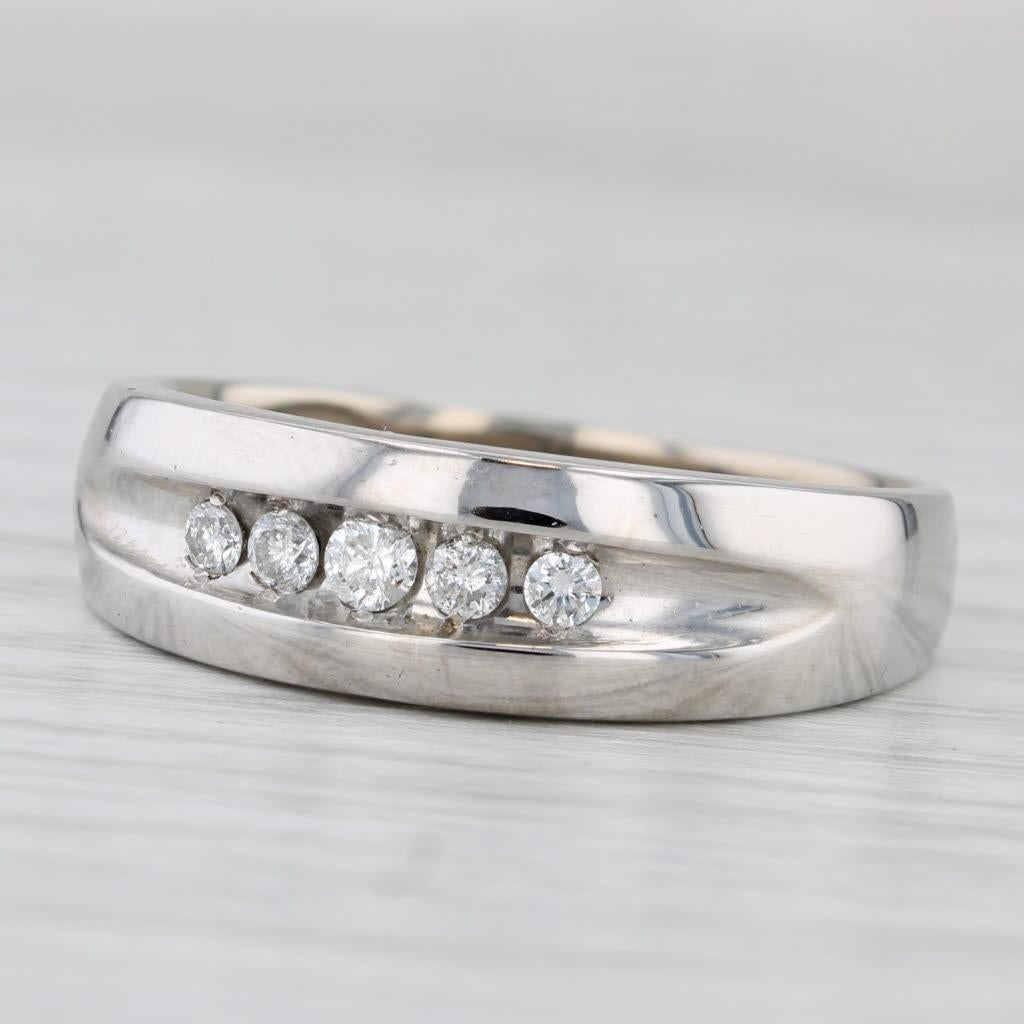 0.20ctw Diamond Men's Wedding Ring 14k White Gold Size 11 Band 1