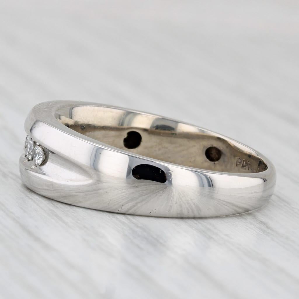 0.20ctw Diamond Men's Wedding Ring 14k White Gold Size 11 Band 3