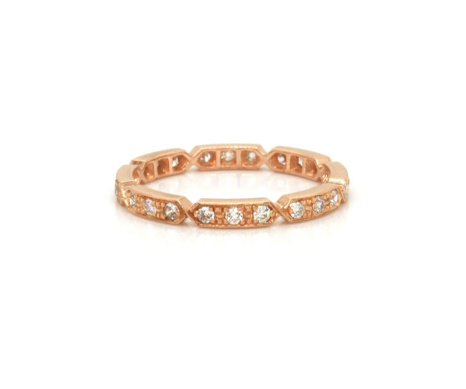 Round Cut 0.20ctw Diamond Octagonal Eternity Wedding Band Ring in 14K Rose Gold For Sale