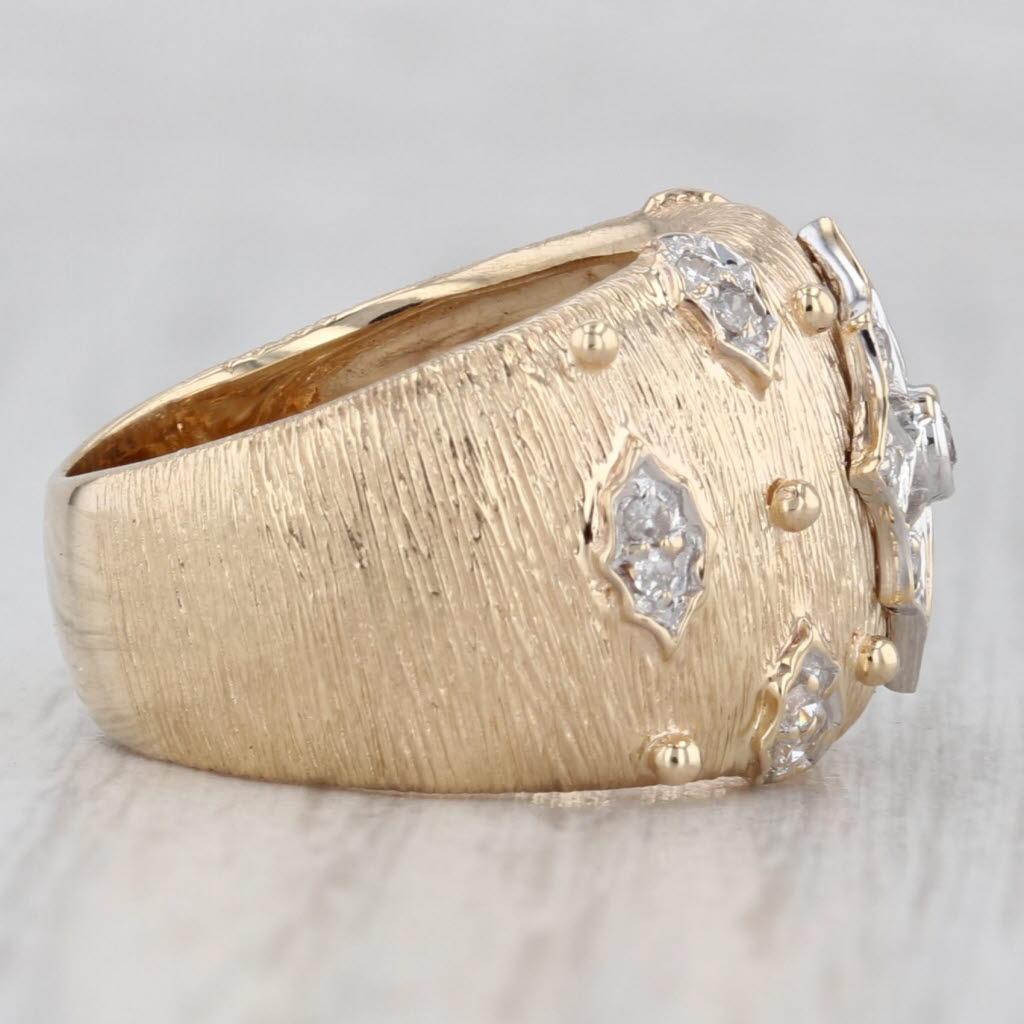 Women's or Men's 0.20ctw Diamond Snowflake Ring 14k Yellow White Gold Size 5.5 Cocktail For Sale