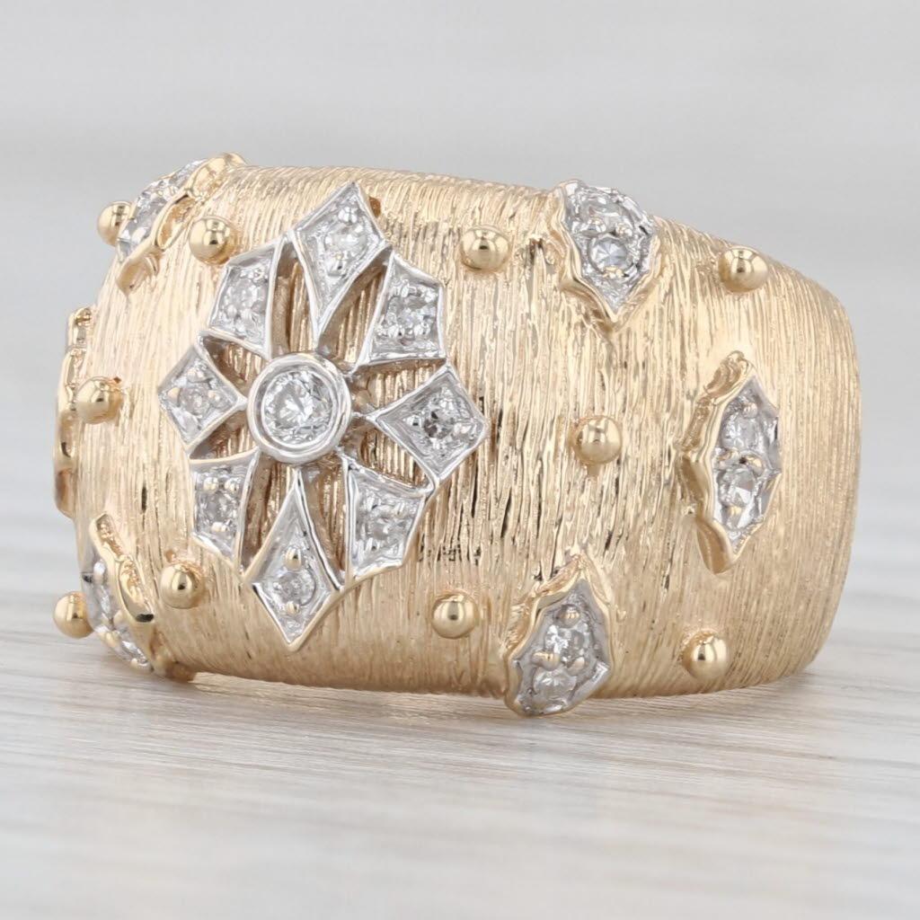 0.20ctw Diamond Snowflake Ring 14k Yellow White Gold Size 5.5 Cocktail For Sale 1