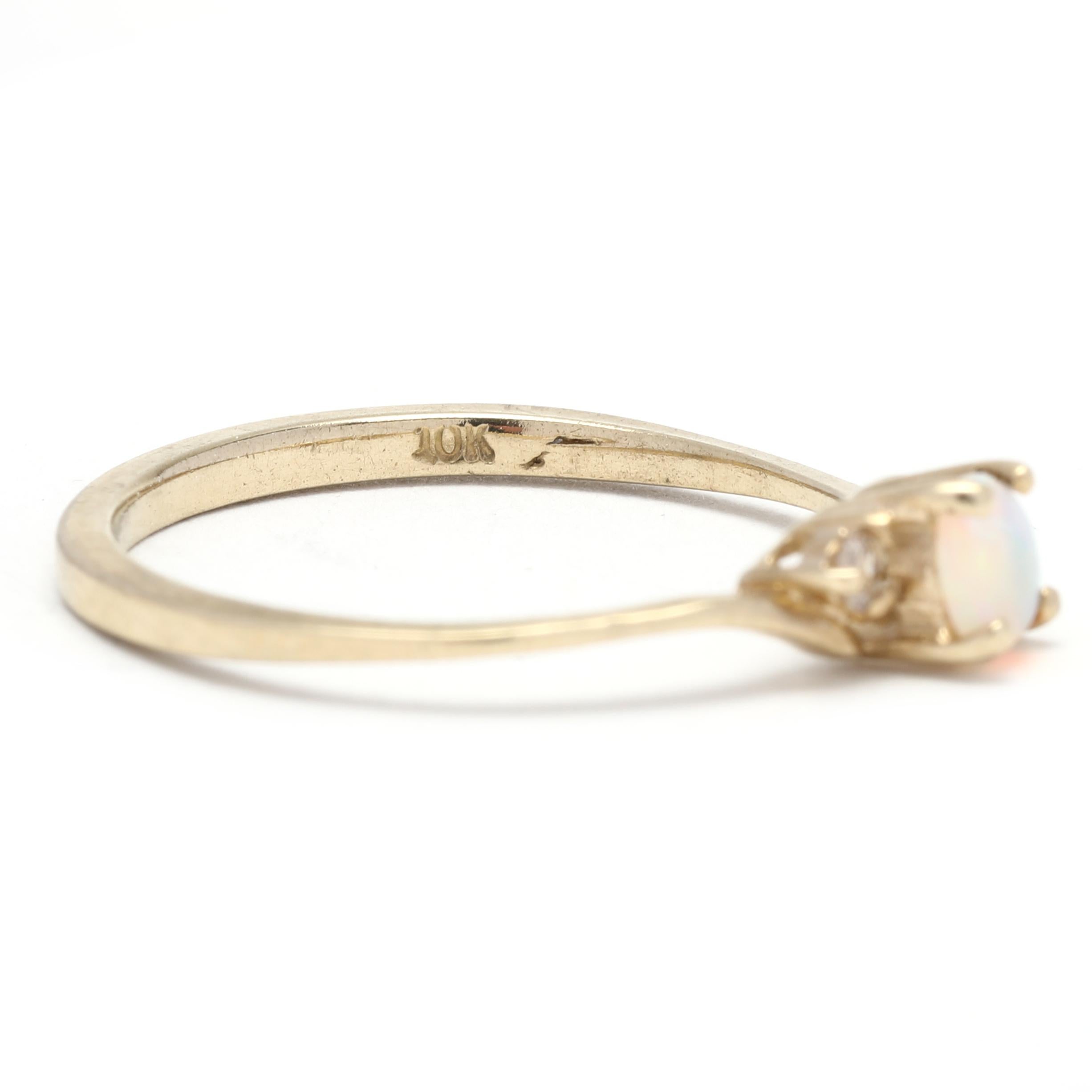 0.20ctw Mini Opal Diamond Ring, 10k Yellow Gold, Ring, Small Opal Ring 1