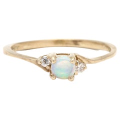 0.20ctw Mini Opal Diamond Ring, 10k Yellow Gold, Ring, Small Opal Ring