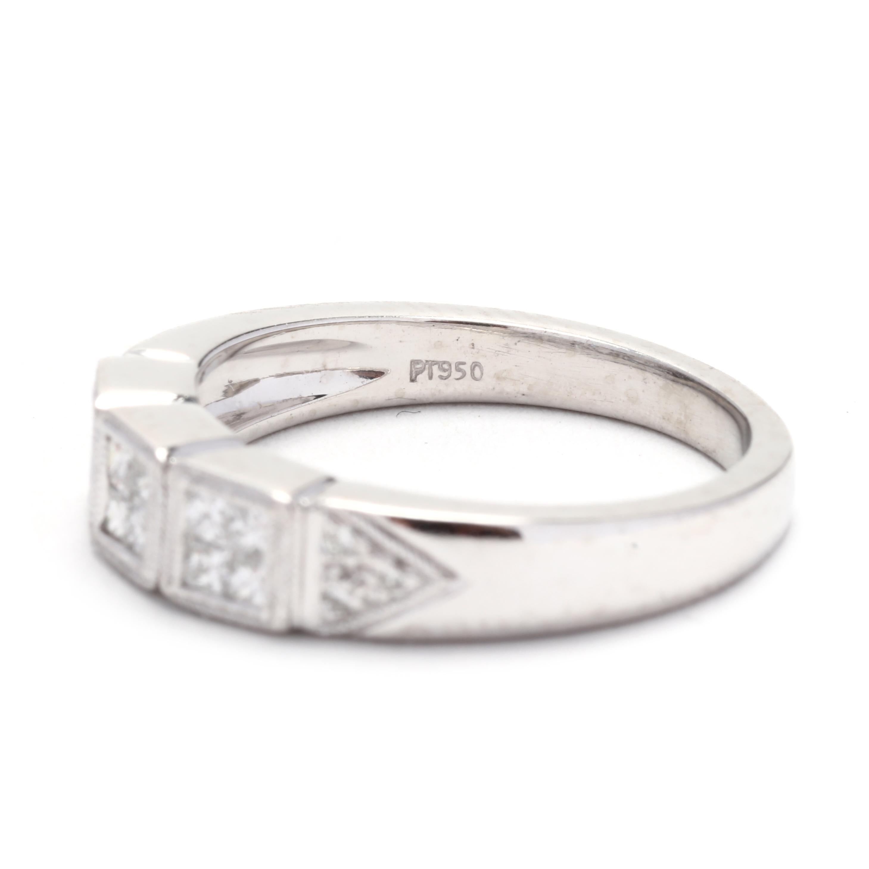 Women's or Men's 0.20ctw Princess Cluster Diamond Engagement Ring, Platinum, Ring Size 5.75