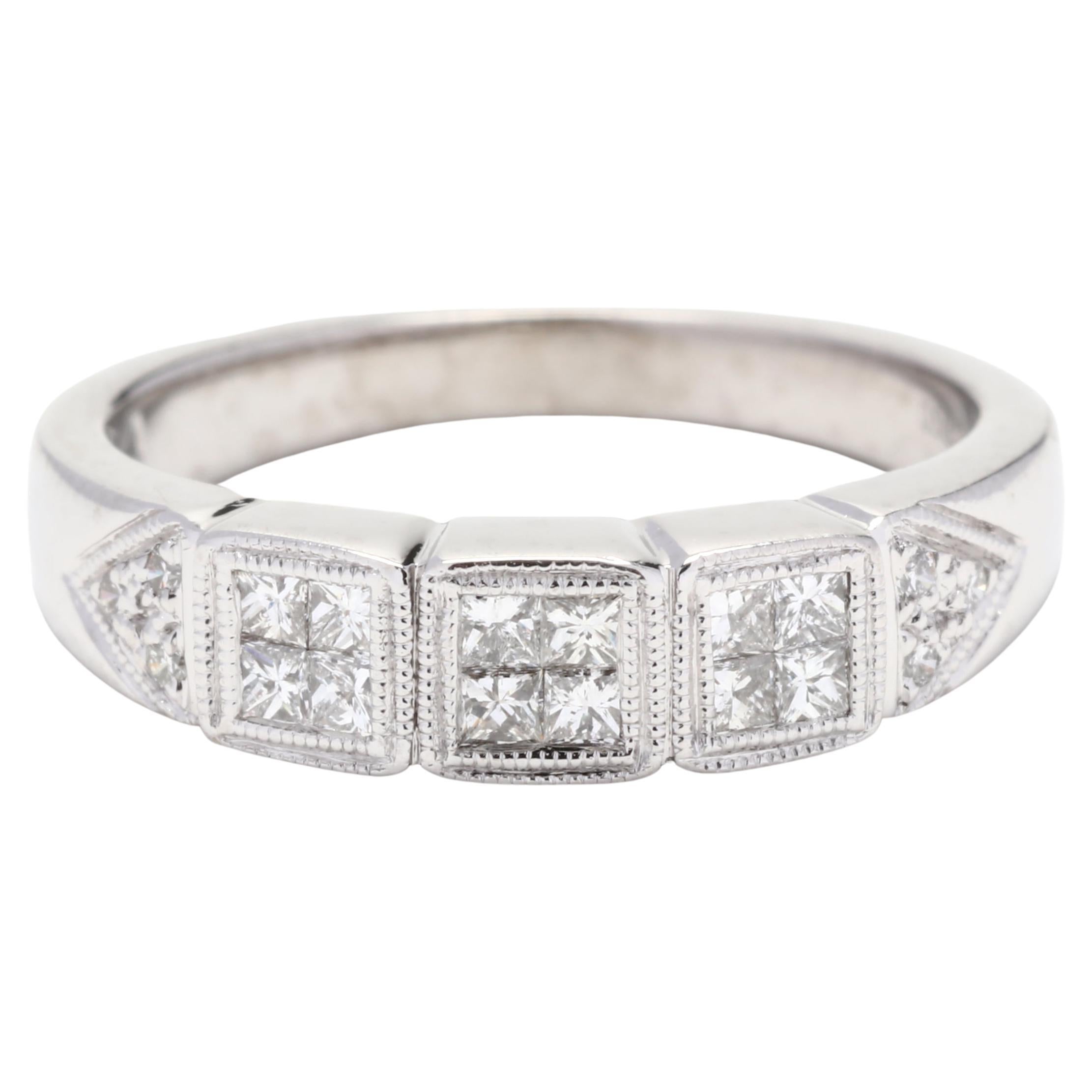 0.20ctw Princess Cluster Diamond Engagement Ring, Platinum, Ring Size 5.75
