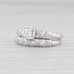 0.20ctw Round Diamond Engagement Ring Wedding Band Bridal Set 14k White Gold